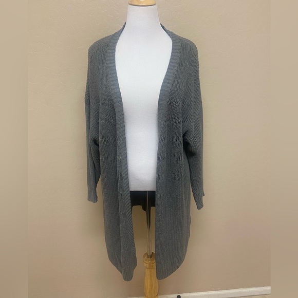 Gray Open-Front Women's Cardigan - Picture 1 of 5